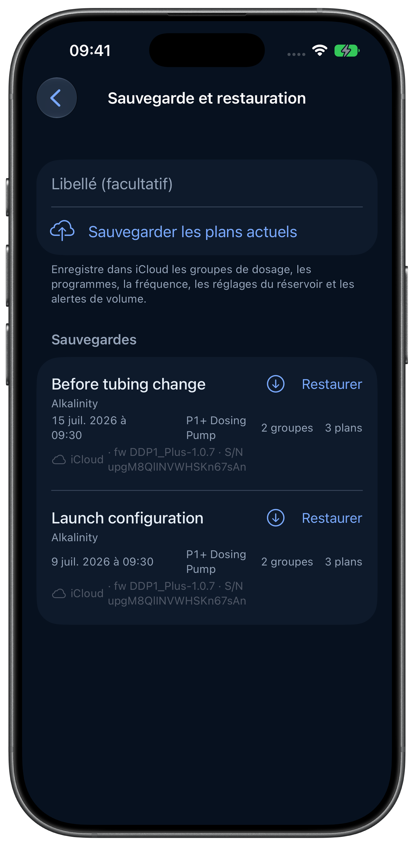 Sauvegardes de programmes dans Rheon en mode sombre