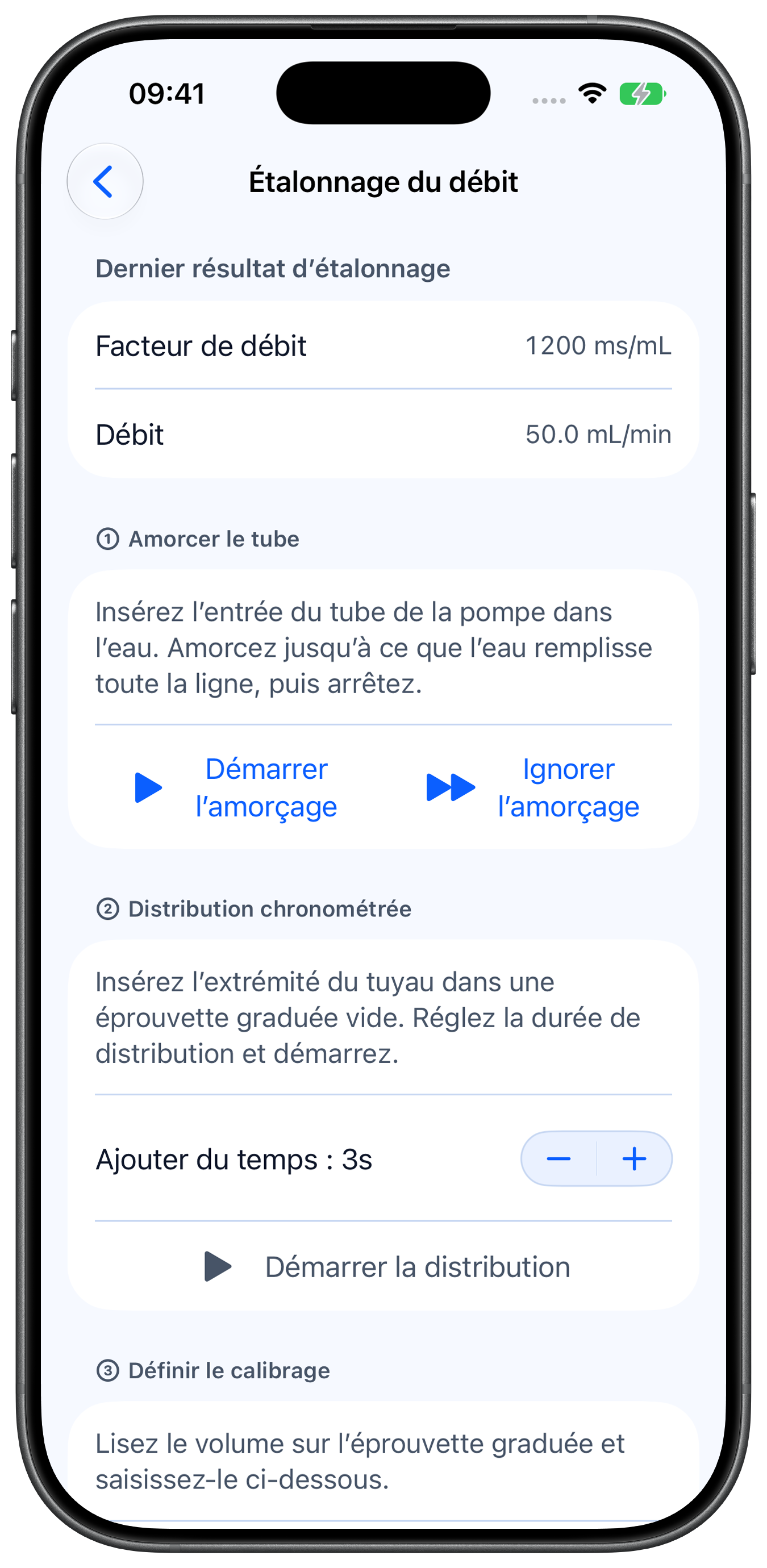 Parcours guidé d’étalonnage du débit dans Rheon
